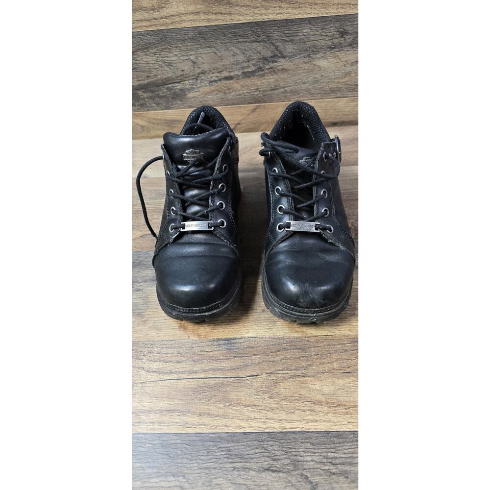 Harley Davidson Shoes Womens Sz 7.5 M Black Rovana Chunky Heel Ankle D84407 Y2K
